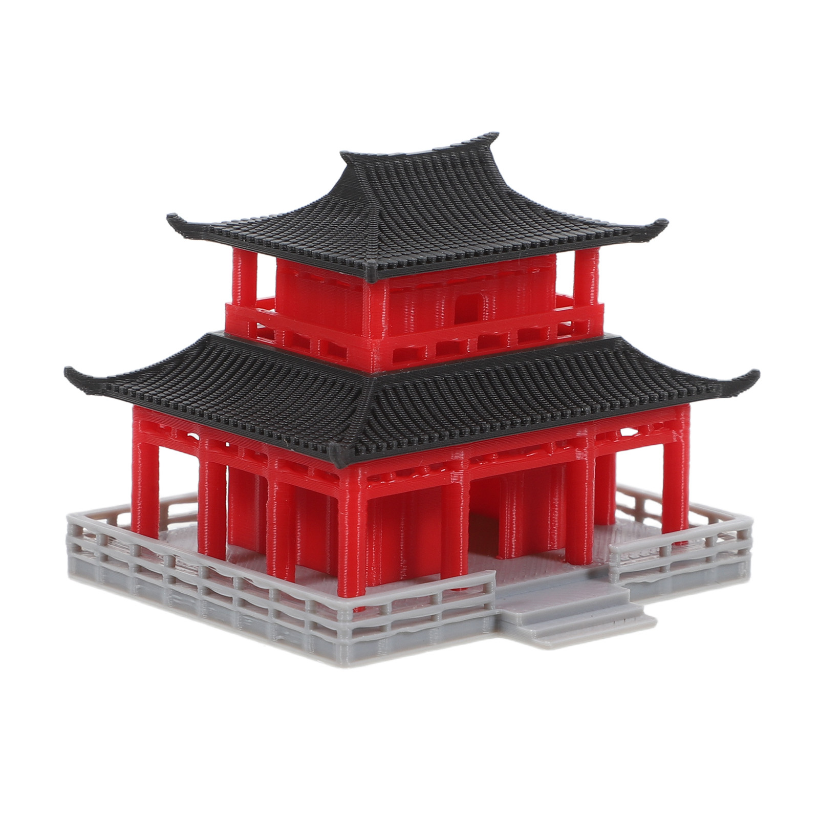 Aquarium Fish In - Black Red Ancient Chinese Pavilion Aquarium