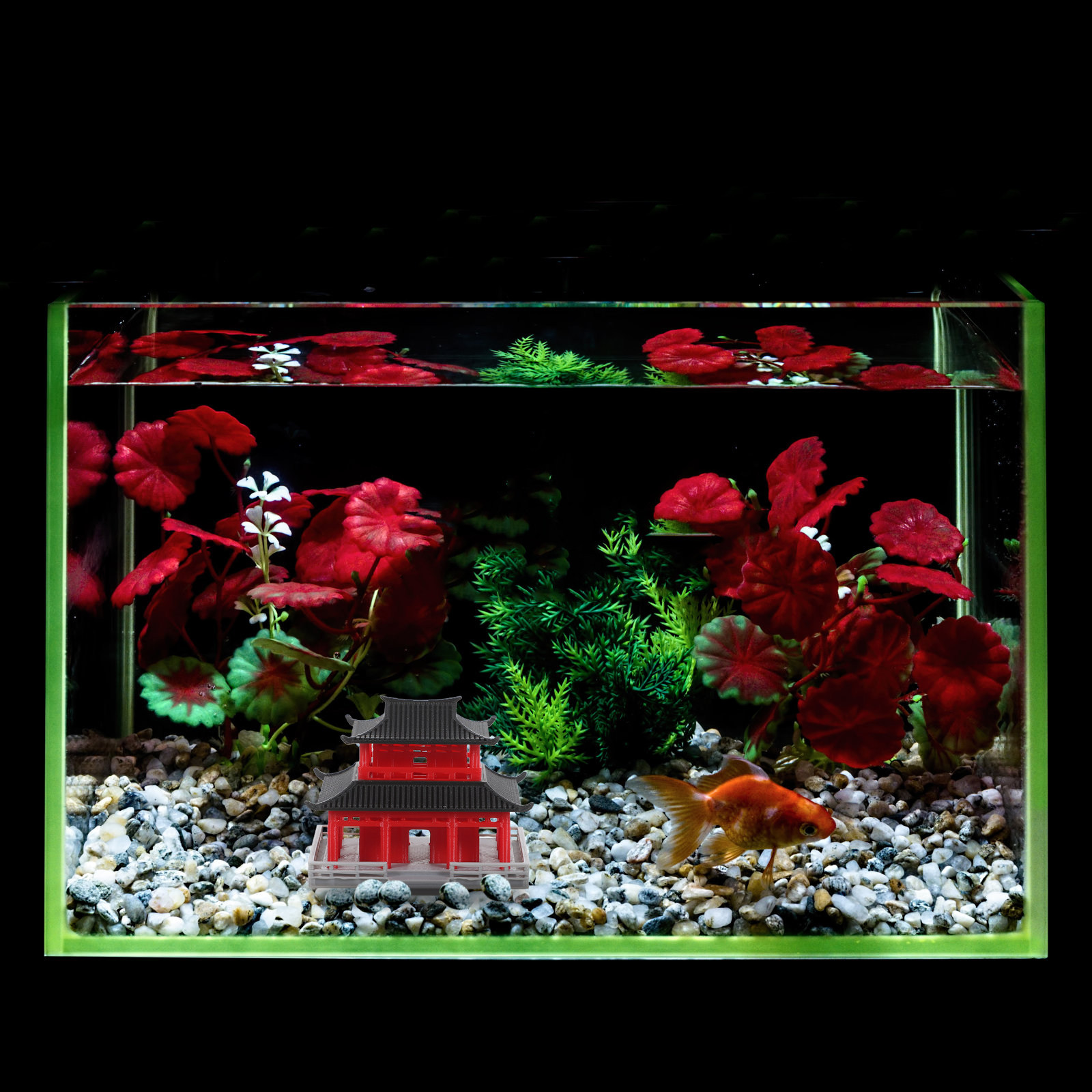 Chinese Ancient Pavilion Black - Aquarium Fish In 评论和价格